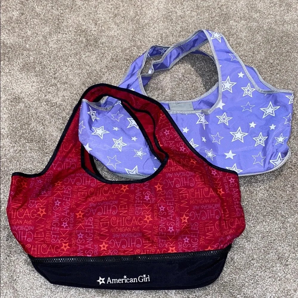 American Girl Doll Authentic Tote Bag Bundle Purple and Red - Picture 1 of 4